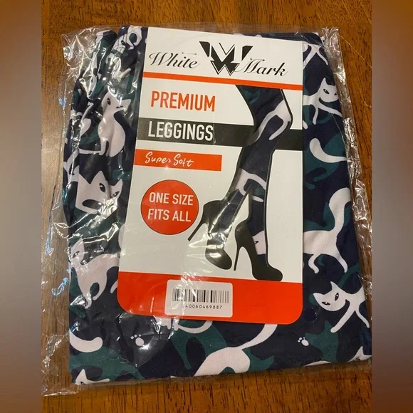 White Mark super soft mid rise, cat print leggings. One size fits most. New. - Picture 3 of 7